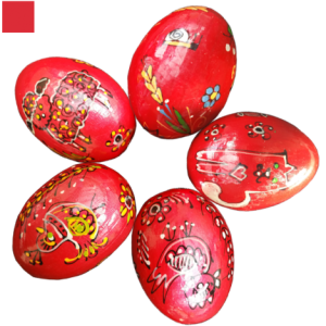 Pysanky rouge motif animaux