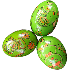 Pysanky vert motif animaux