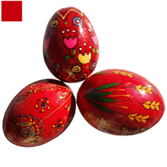 Pysanky rouge motif fleurs