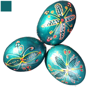 Pysanky vert métal motifs géométriques