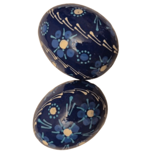 Pysanky bleu foncé motif petites fleurs