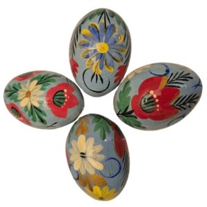 Pysanky bleu ciel motif fleur