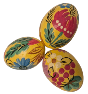 Pysanky jaune motif fleur