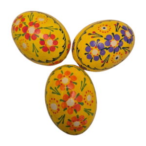 Pysanky jaune motif petites fleurs