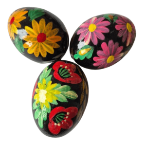 Pysanky noir motif fleur