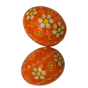 Pysanky orange motif petites fleurs