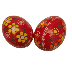 Pysanky rouge motif petites fleurs