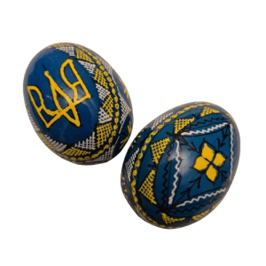 Pysanky bleu motif trident